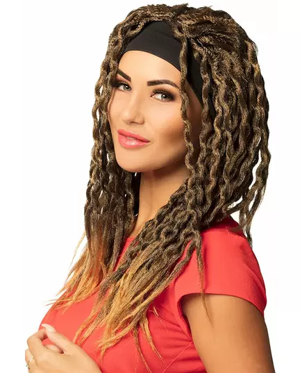 Peruka kasztanowa Rasta z damską opaską