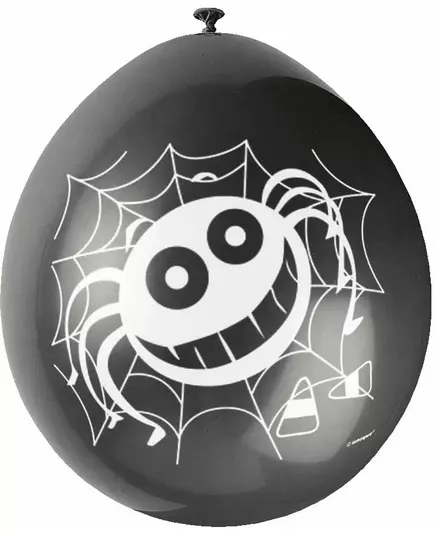 10 balonów lateksowych czarno-pomarańczowych pająk 23cm