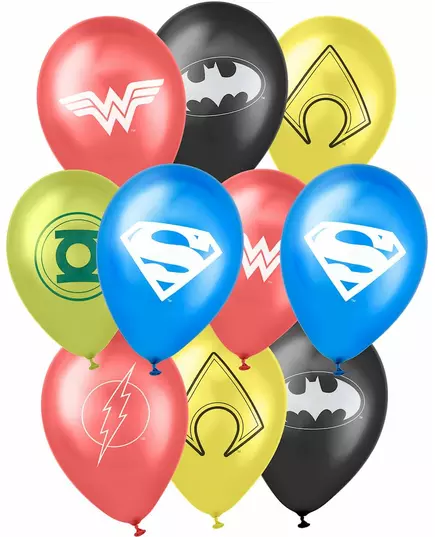 10 balonów lateksowych Justice League™ 25 x 32 cm