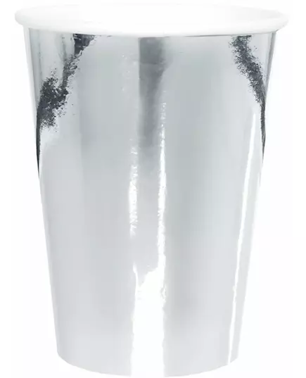 10 srebrnych metalicznych kubków kartonowych 25 cl