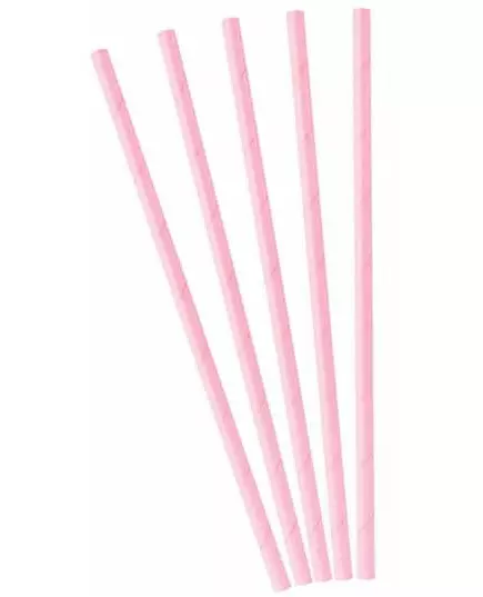 10 jasnoróżowych słomek kartonowych 19,5 cm