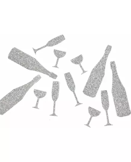 12 srebrnych konfetti stołowych w kolorze szampańskim, 10 g