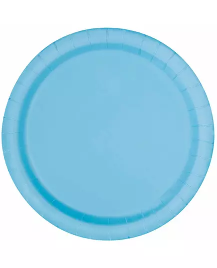16 pastelowych niebieskich talerzy papierowych 22 cm