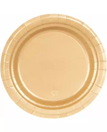 16 matowych złotych talerzy tekturowych, 22 cm