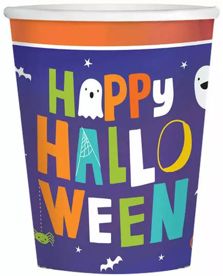 8 papierowych kubków Halloween przyjaciele 250 ml