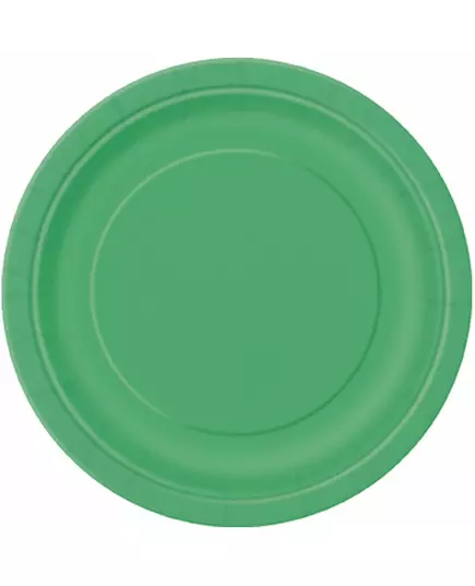 16 Duże szmaragdowo-zielone papierowe talerze 22 cm