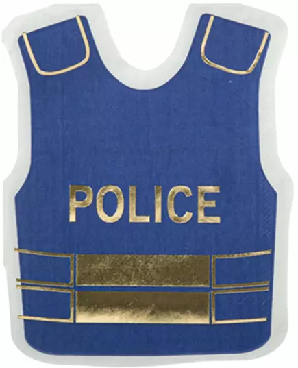 16 granatowo-złotych serwetek papierowych policyjnych 32 x 26 cm