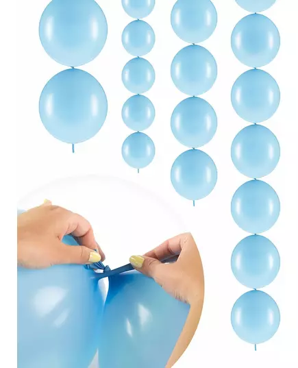 20 pastelowych niebieskich balonów do wiązania 28 cm