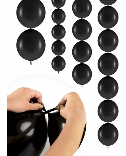 20 czarnych nadmuchiwanych balonów wiązanych 28 cm
