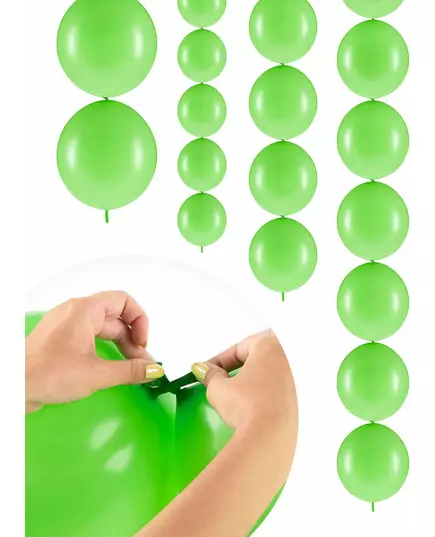 20 jasnozielonych nadmuchiwanych balonów do wiązania 28 cm