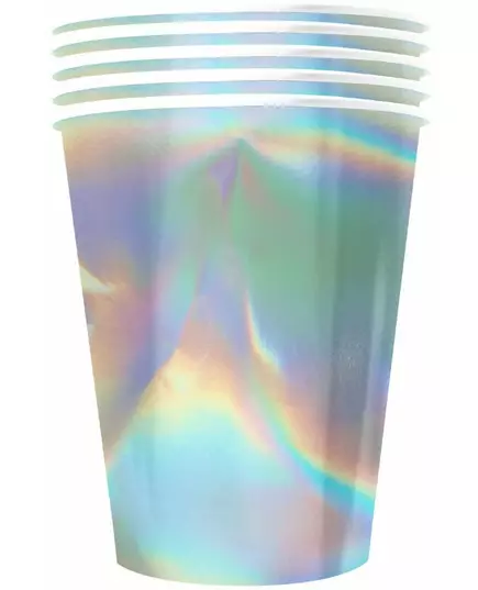 20 amerykańskich tęczowych opalizujących kubków kartonowych 53 cl