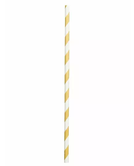 20 słomek kartonowych w złote paski o średnicy 20 cm