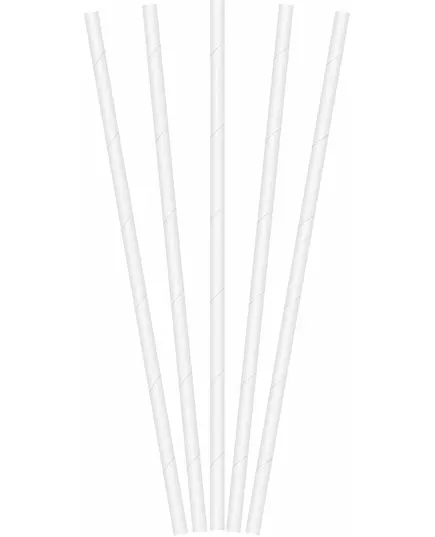 20 białych słomek papierowych 19,5 cm