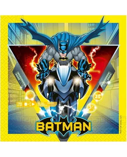 20 żółtych papierowych serwetek Batman™ 33 x 33 cm