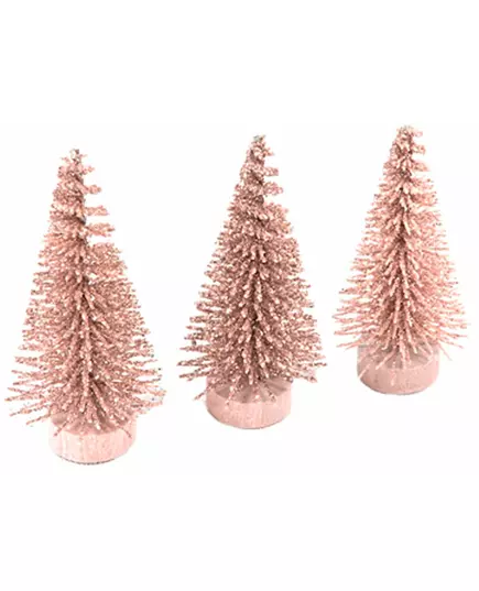 Małe sztuczne choinki w kolorze różowego złota, 5,5 x 2,5 cm