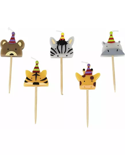 5 świeczek z kolcami dzikich zwierząt 2,5 x 2,5 cm
