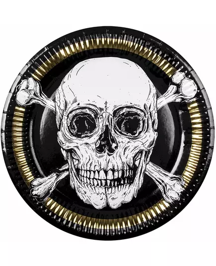 10 papierowych talerzy piratów Jolly Roger 23cm