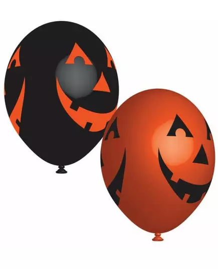 6 uśmiechniętych balonów lateksowych dyniowych 27 cm