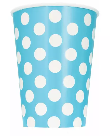 6 kubków papierowych w niebieskie kropki 354 ml