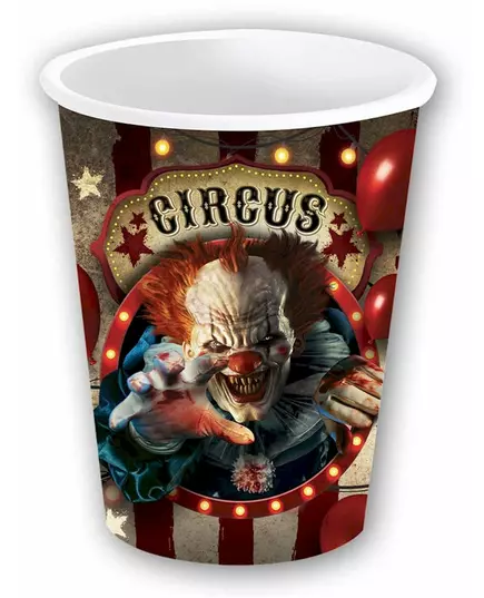 6 papierowych kubków z motywem klauna na Halloween 240 ml