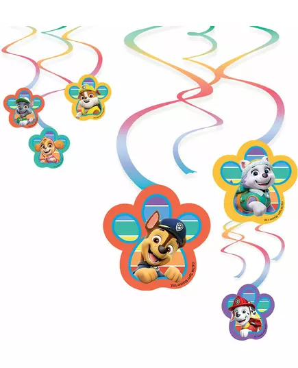 6 papierowych spiral Psi Patrol™ o długości 60 cm