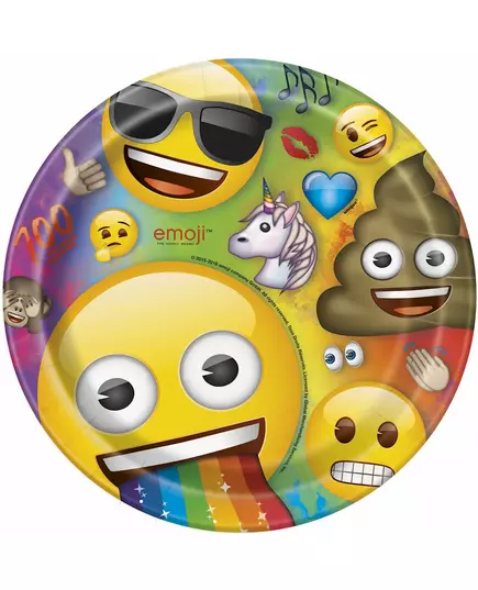 8 papierowych talerzy Emoji Rainbow™ 22 cm