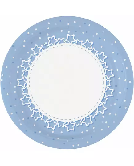 8 talerzy papierowych w niebieskie gwiazdki 23 cm