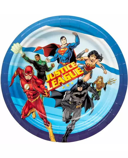 8 papierowych talerzyków Justice League™ o średnicy 23 cm