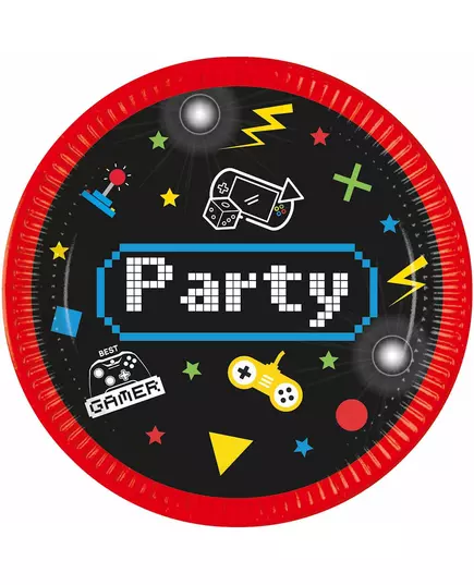 8 talerzy papierowych Gaming Party 23 cm