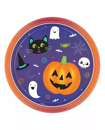 8 papierowych talerzyków Halloween Friends o średnicy 23 cm