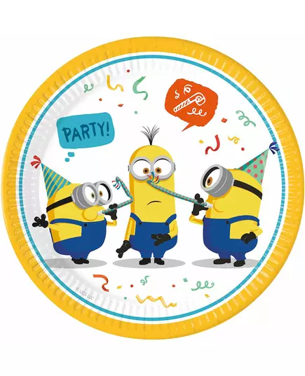8 talerzyków papierowych Minionki™ 23 cm