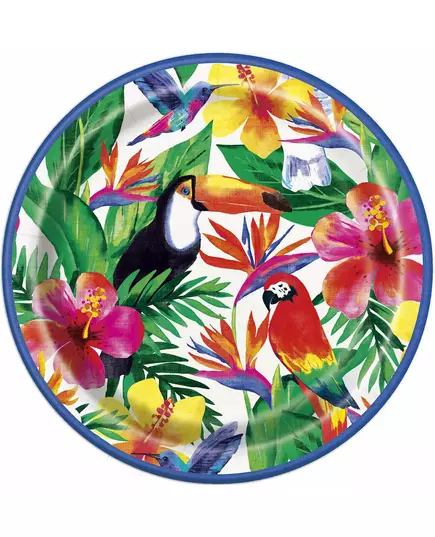 8 talerzy papierowych Palm Tropical Luau 23 cm