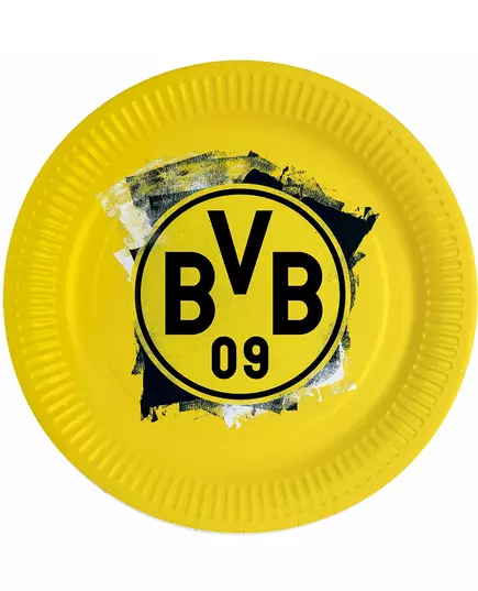 8 okrągłych papierowych talerzy Borussia Dortmund 23 cm