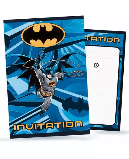 8 Zaproszenia na urodziny z kopertą Batman™ 10 x 16 cm