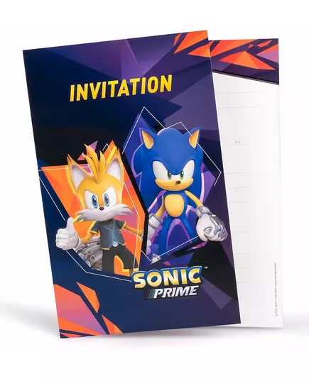 8 kart z zaproszeniami Sonic Prime 10 x 15 cm