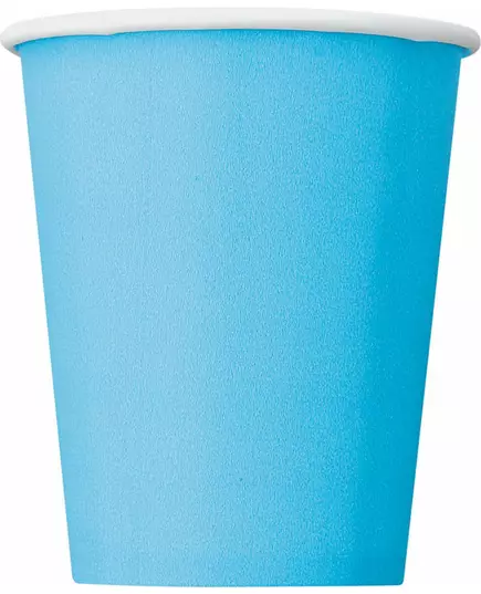8 Pastelowe niebieskie papierowe kubki 270 ml