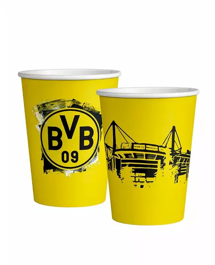 8 papierowych kubków Borussia Dortmund 250 ml