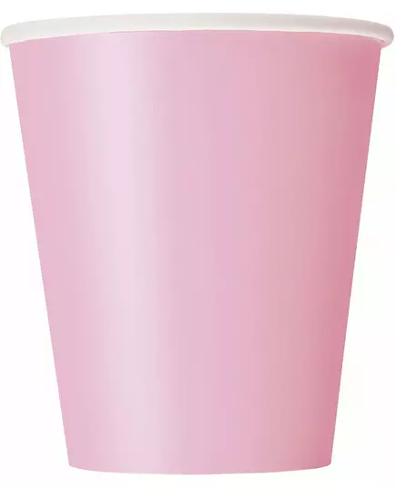 8 jasnoróżowych kubków kartonowych 210 ml