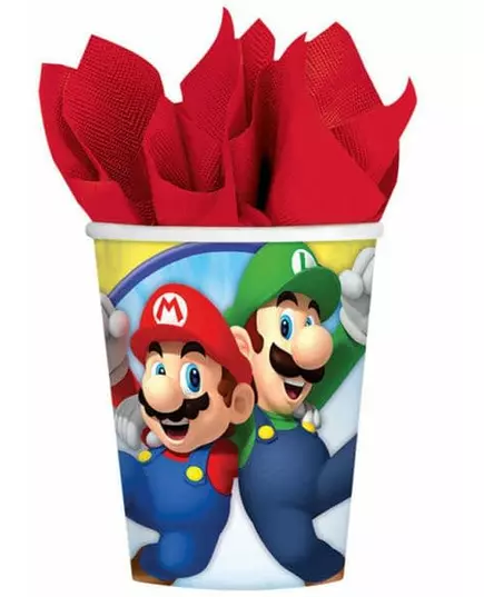 8 papierowych kubków Super Mario™ 266 ml