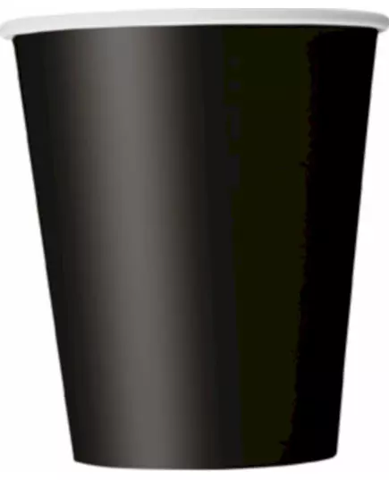 8 czarnych kubków papierowych 210 ml