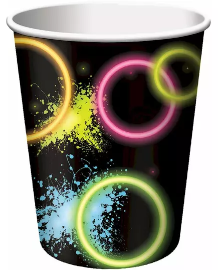 8 papierowych kubków Glow Party 266 ml
