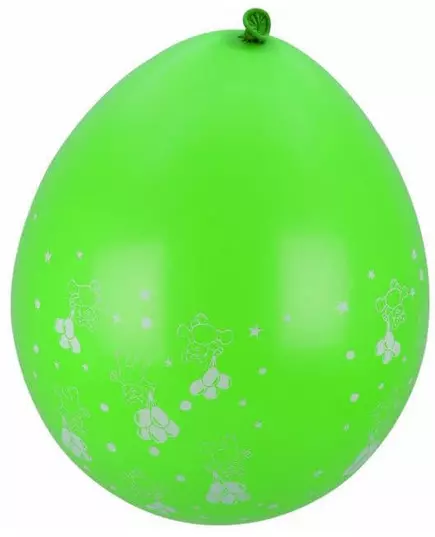 8 zielonych balonów z małymi misiami