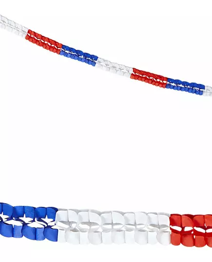 2 trójkolorowe girlandy z papieru dla Francji 3 m