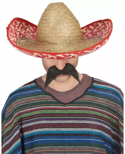 Dorosłe meksykańskie sombrero czerwone i słomkowe