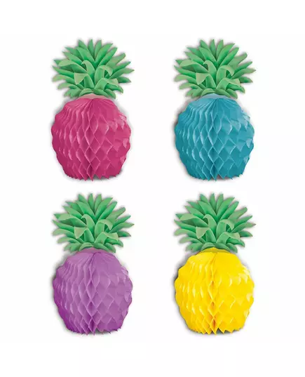 8 mini wielokolorowych ozdobników z papieru ananasowego 12 cm