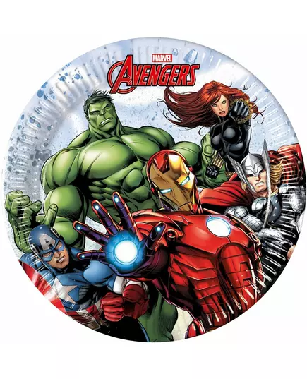 8 małych papierowych talerzyków Avengers Mighty™ 20 cm