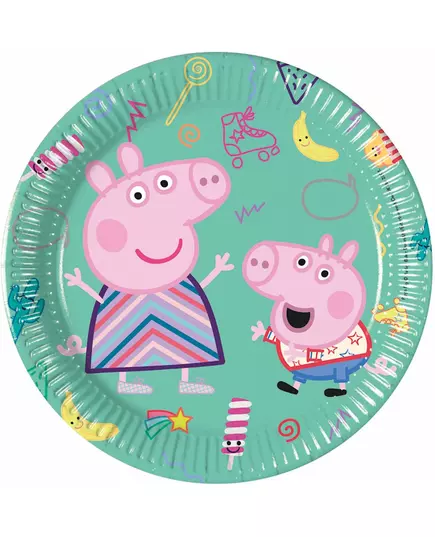 8 małych papierowych talerzy Świnka Peppa™ 20cm