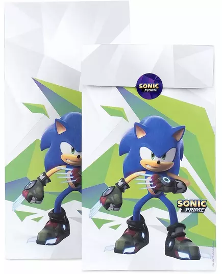 8 torebek prezentowych Sonic Prime™ 15x30 cm