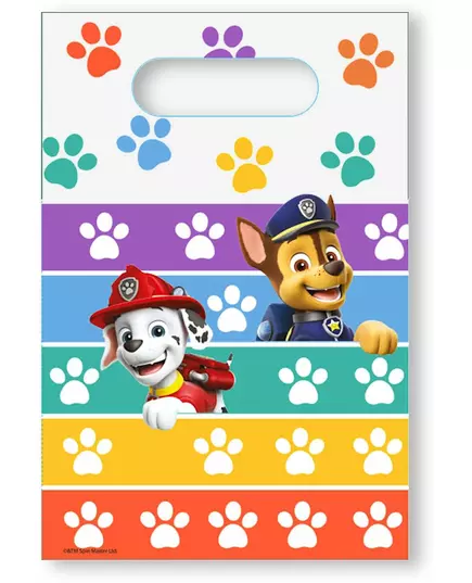 8 papierowych torebek imprezowych Paw Patrol™ o wymiarach 6,25 x 9,25 cm