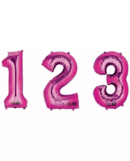 Balon foliowy numer fuksja 86 cm, Rozmiar: 3